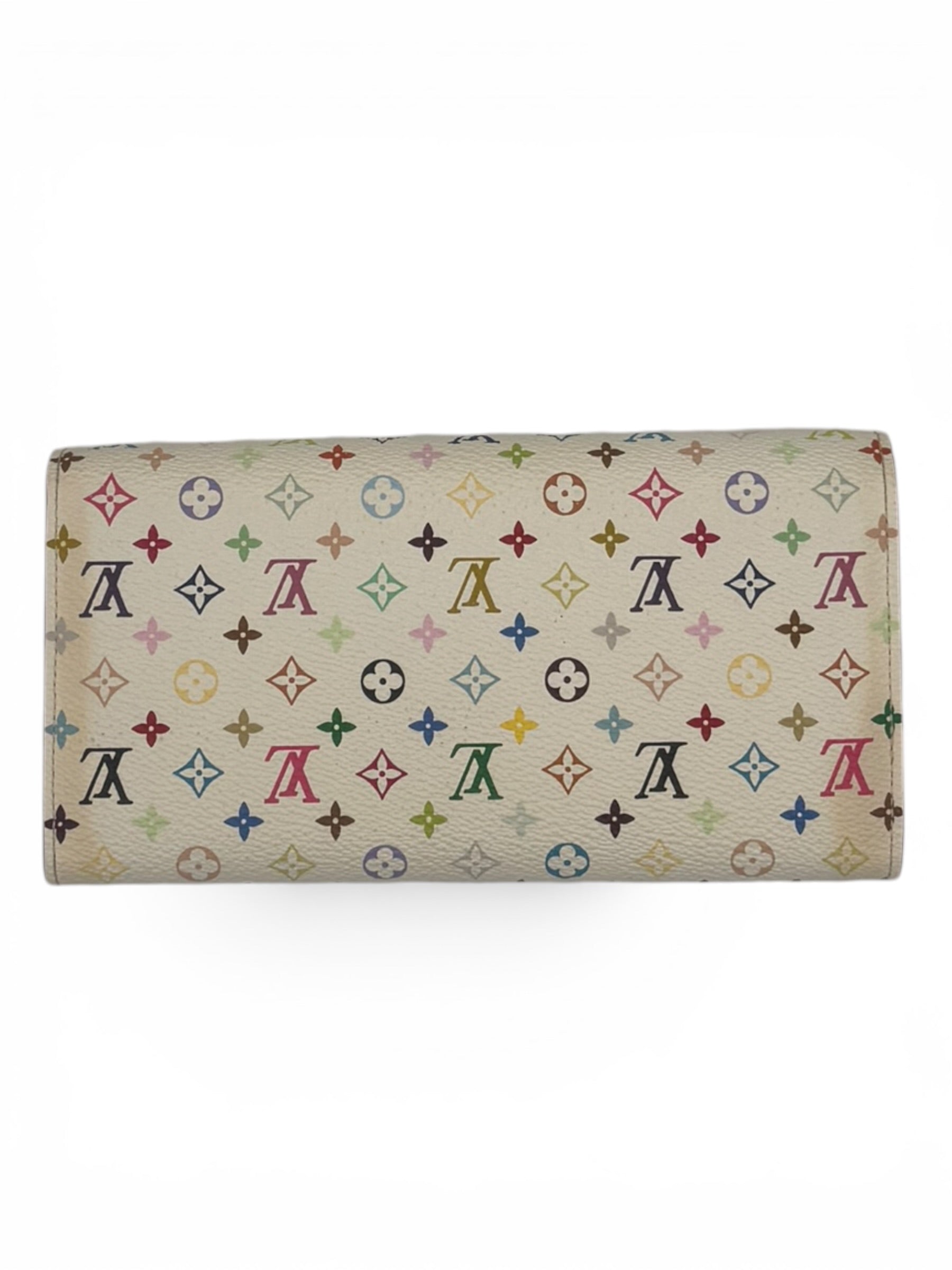 Louis Vuitton White Murakami Vintage Sarah Wallet Pink Interior