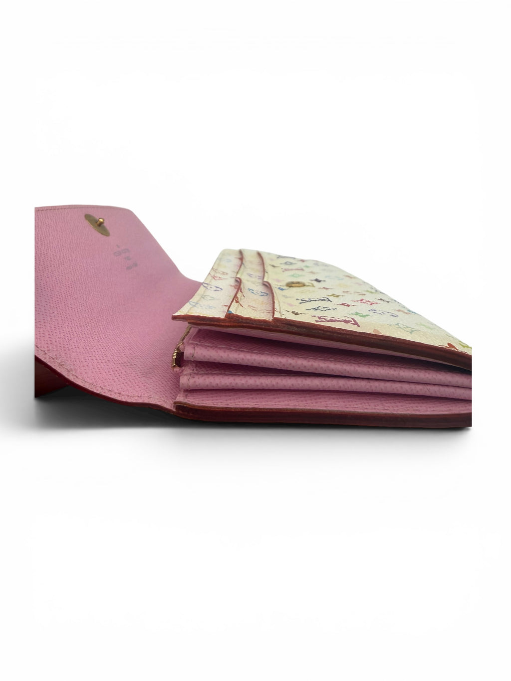 Louis Vuitton White Murakami Vintage Sarah Wallet Pink Interior
