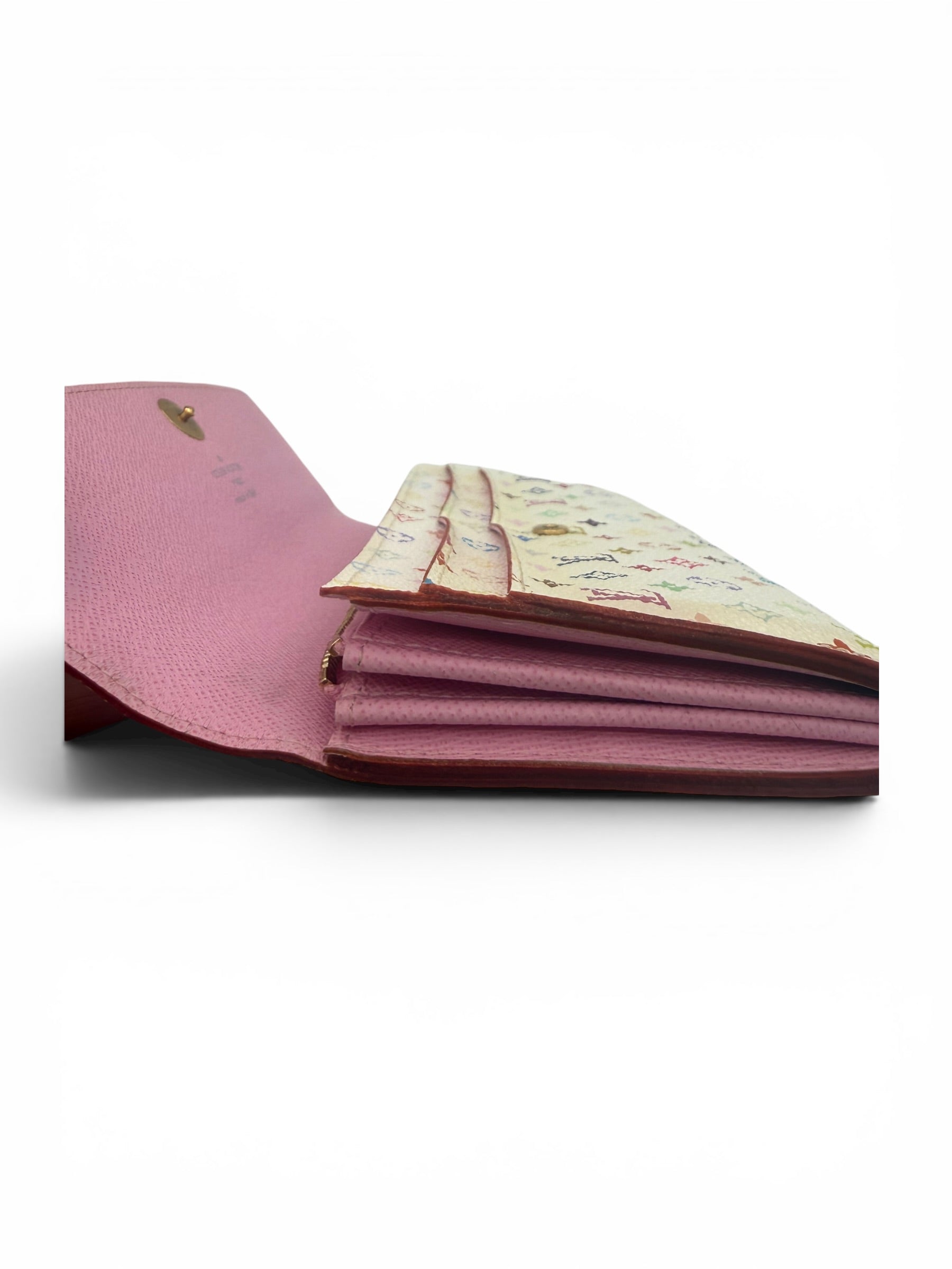 Louis Vuitton White Murakami Vintage Sarah Wallet Pink Interior