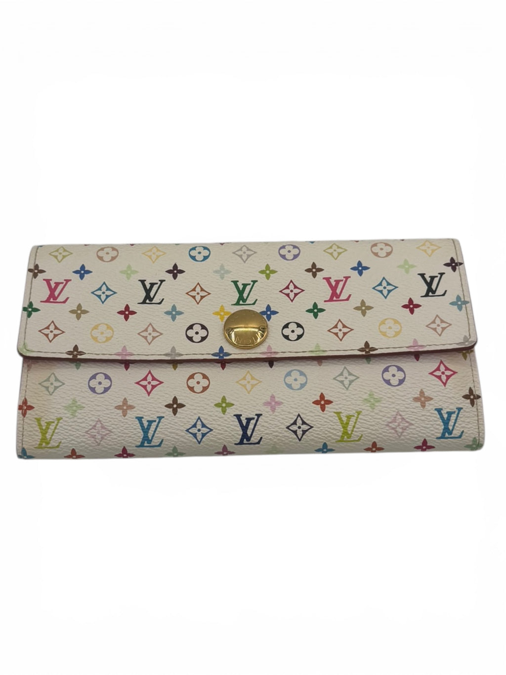 Louis Vuitton White Murakami Vintage Sarah Wallet Pink Interior