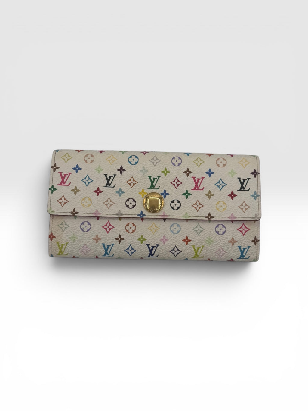 Louis Vuitton White Murakami Vintage Sarah Wallet Pink Interior