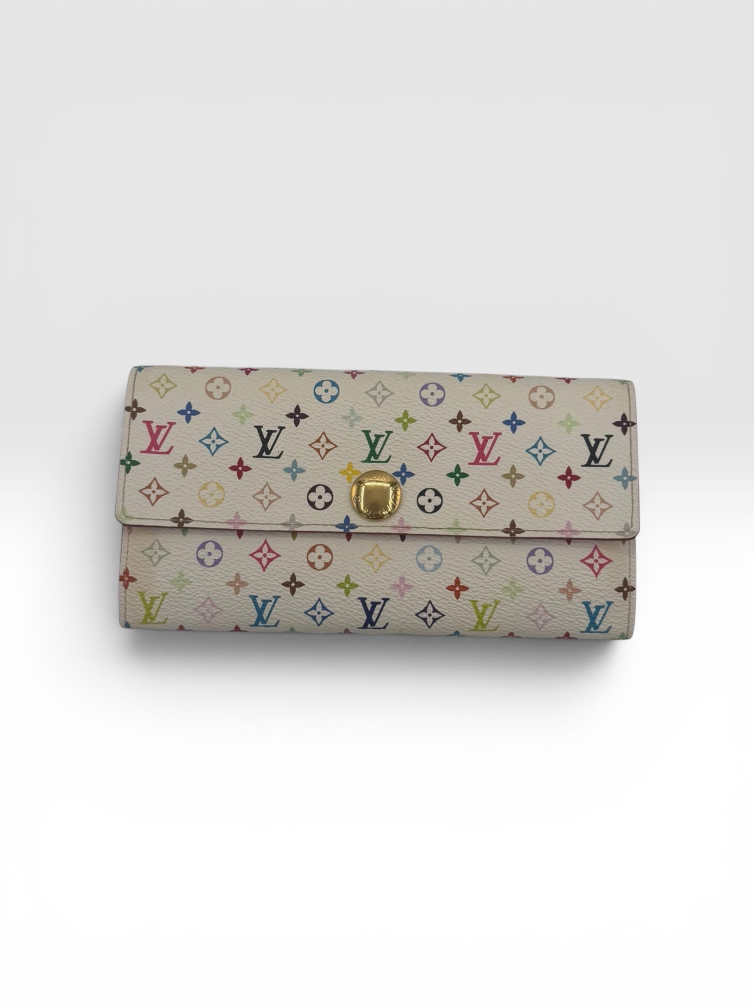 Louis Vuitton White Murakami Vintage Sarah Wallet Pink Interior