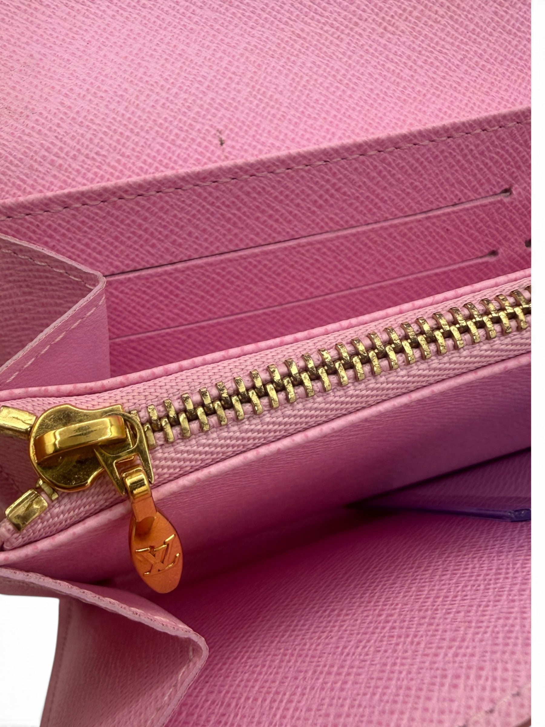 Louis Vuitton White Murakami Vintage Sarah Wallet Pink Interior