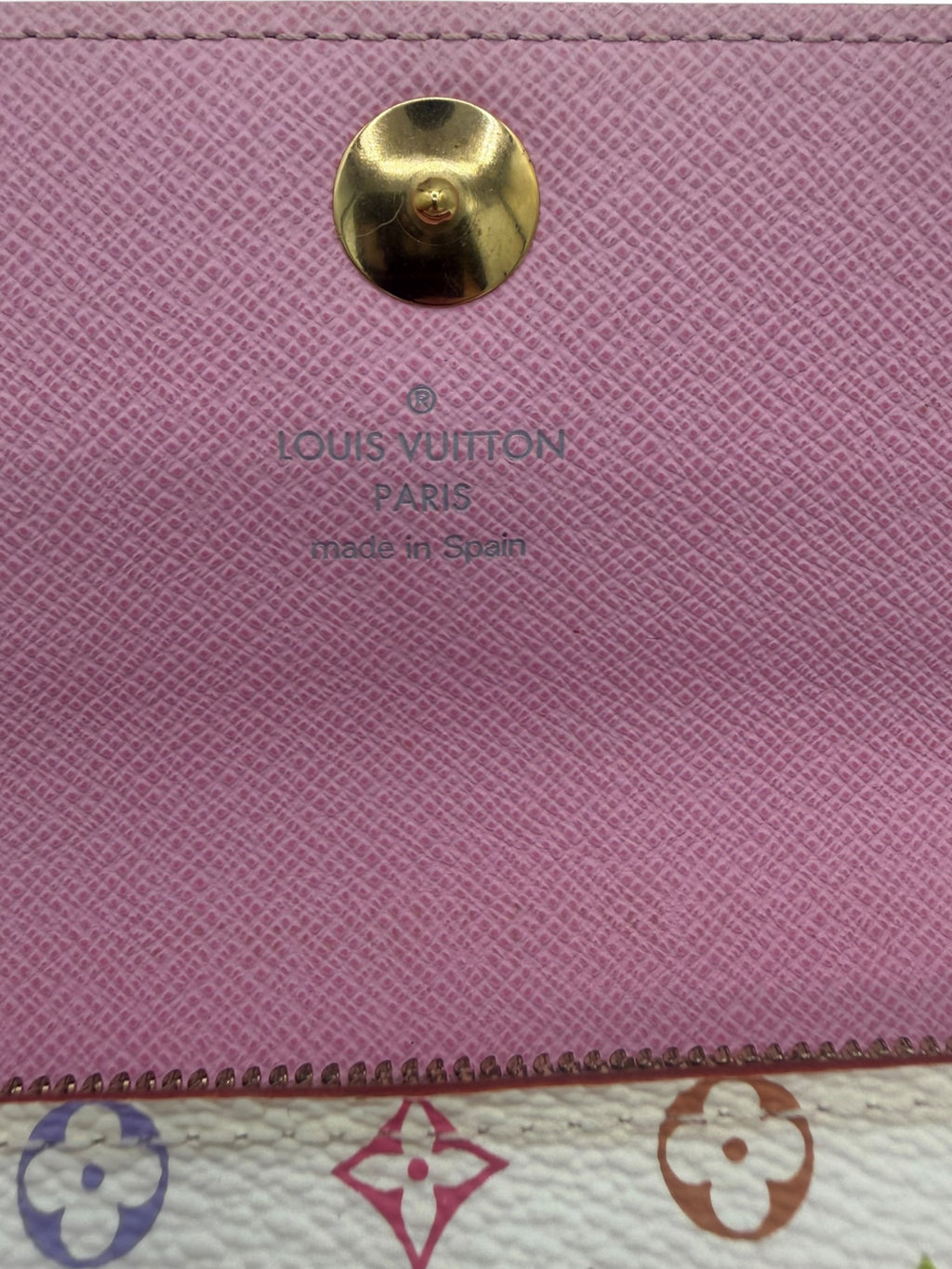 Louis Vuitton White Murakami Vintage Sarah Wallet Pink Interior