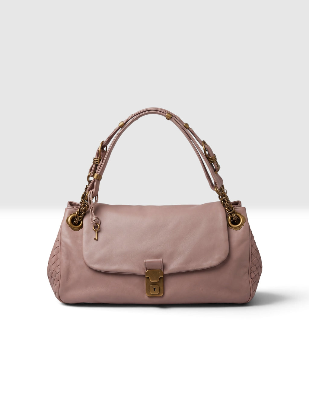 Bottega Veneta Nappa Intrecciato Napoli shoulder bag in a muted mauve-pink