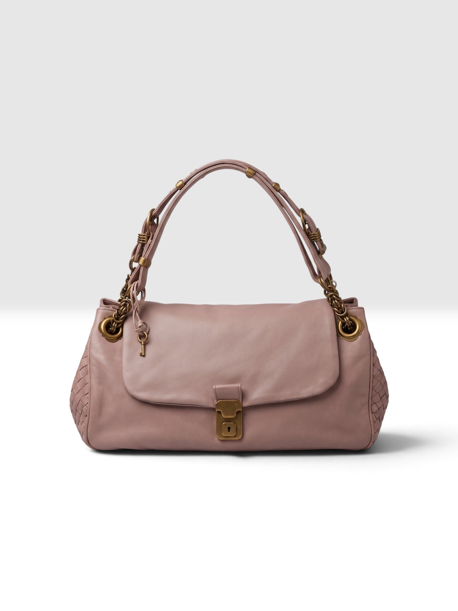 Bottega Veneta Nappa Intrecciato Napoli shoulder bag in a muted mauve-pink