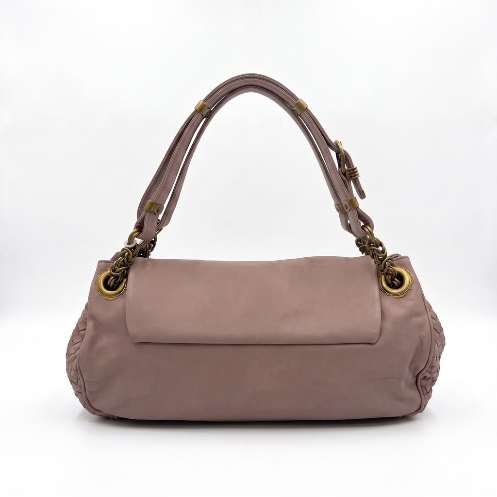 Bottega Veneta Nappa Intrecciato Napoli shoulder bag in a muted mauve-pink