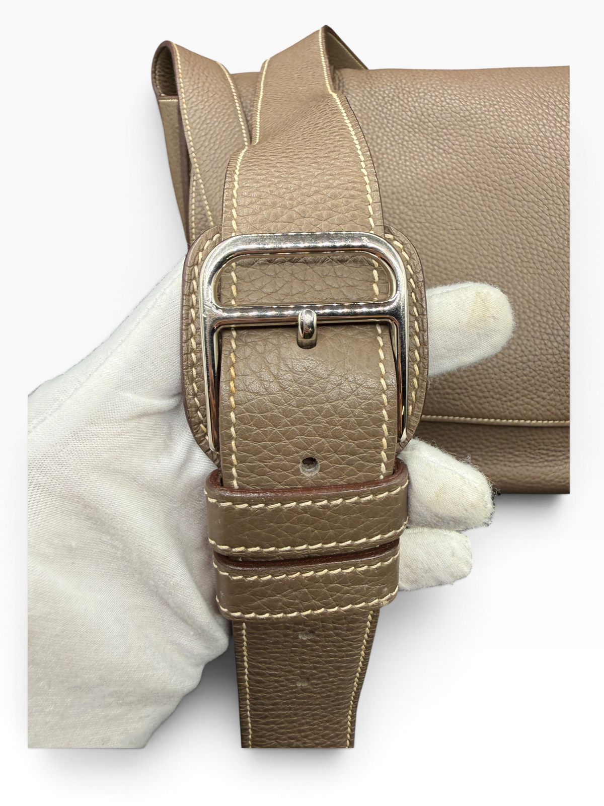 Hermès Steve Messenger 35 Étoupe Clémence Leather Bag with COA