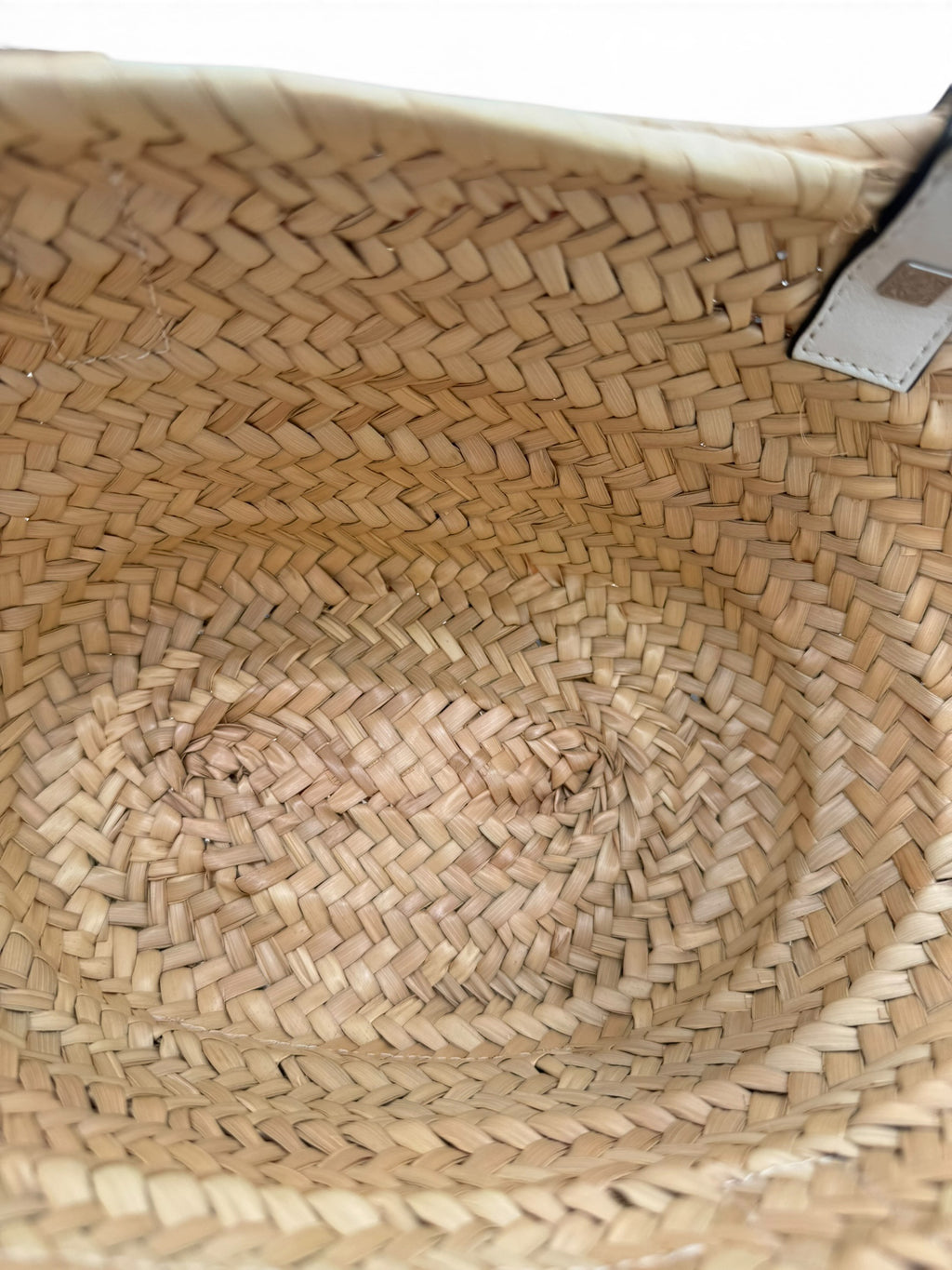 Loewe Paula's Ibiza Natural Palm Leaf Basket White Leather Anagram Tote